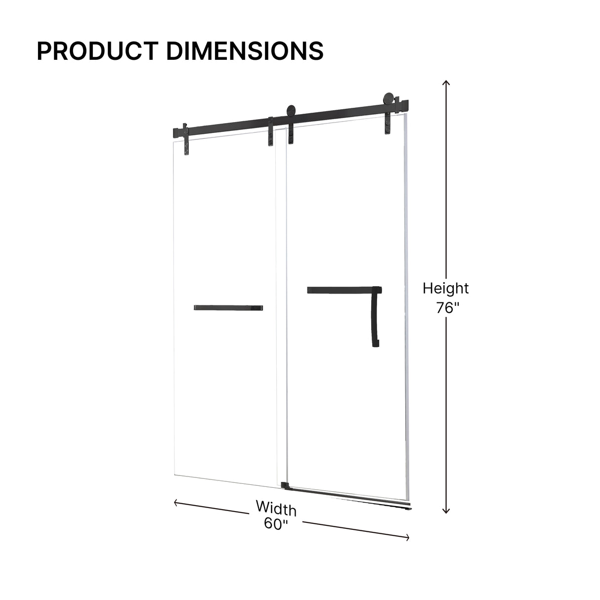 Frameless Single Sliding Shower Door – 60" x 76"