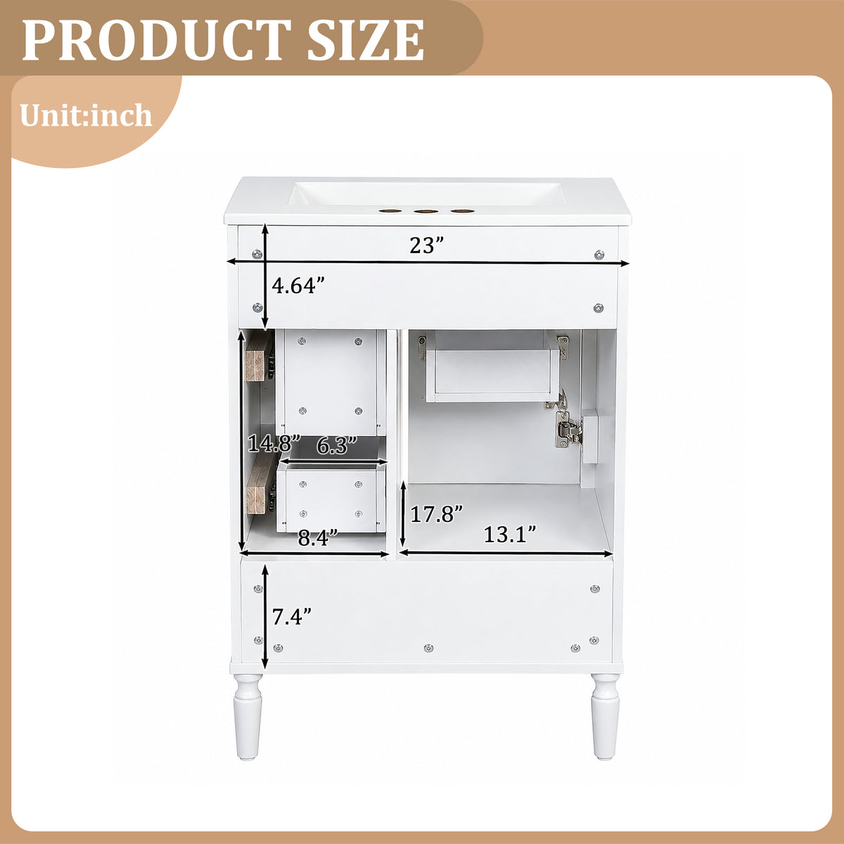 24" Modern Bathroom Vanity with Ceramic Sink