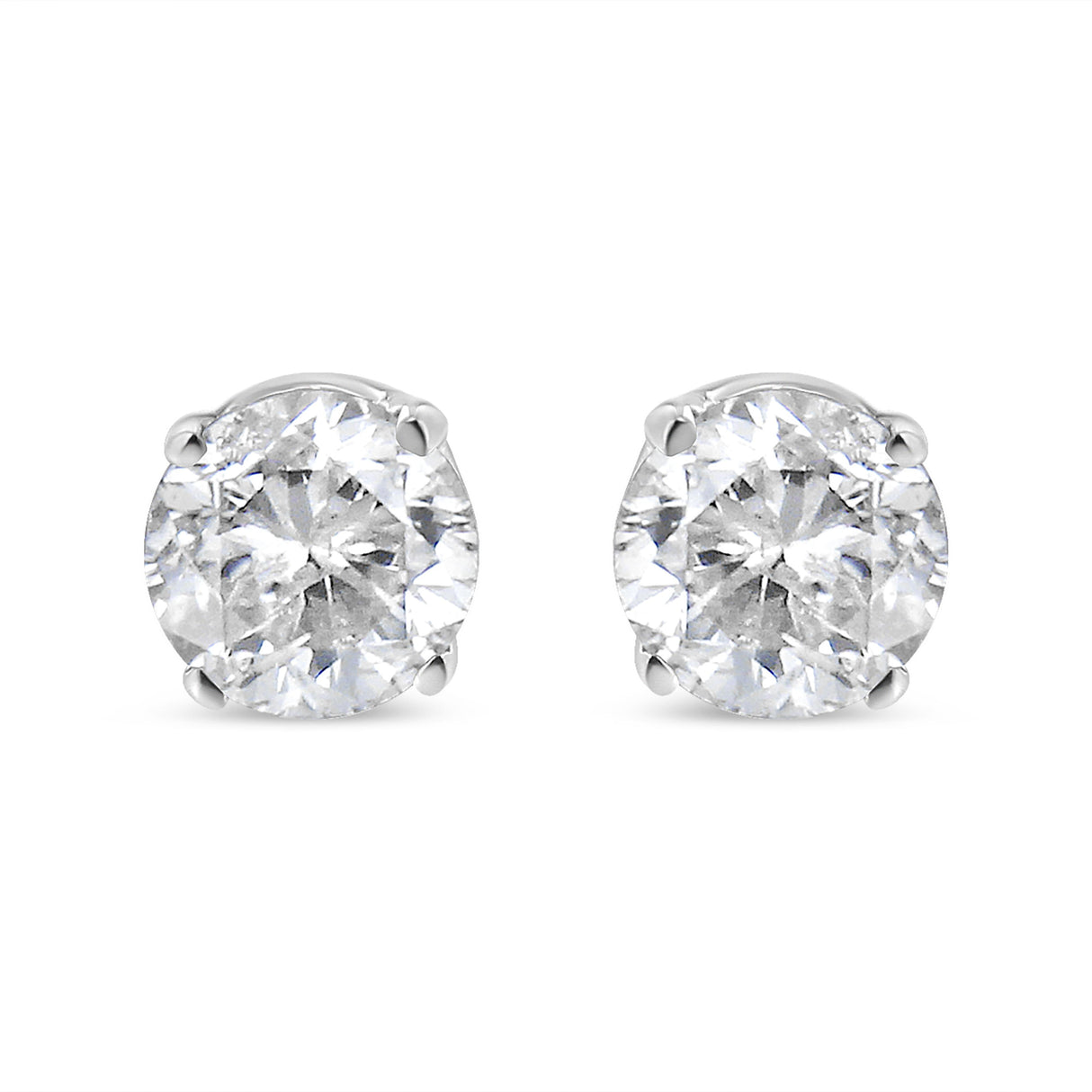 14K White Gold Round Cut Diamond Solitaire Stud Earrings (1/2 cttw, H-I Color, SI1-SI2 Clarity)