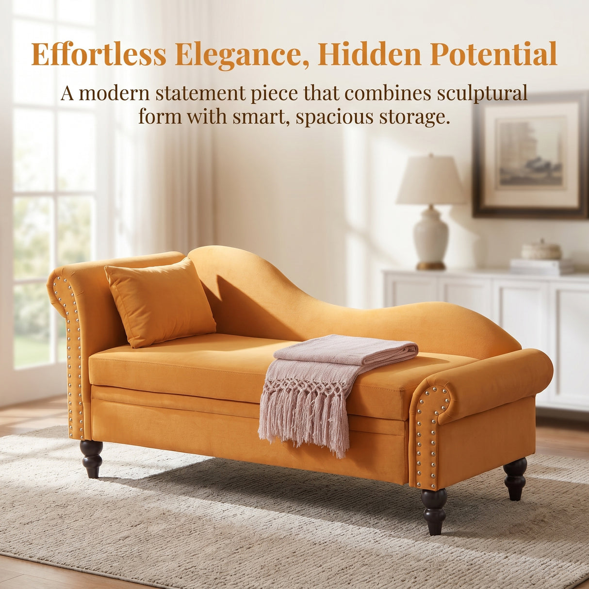 64.5'' Modern Velvet Chaise Lounge