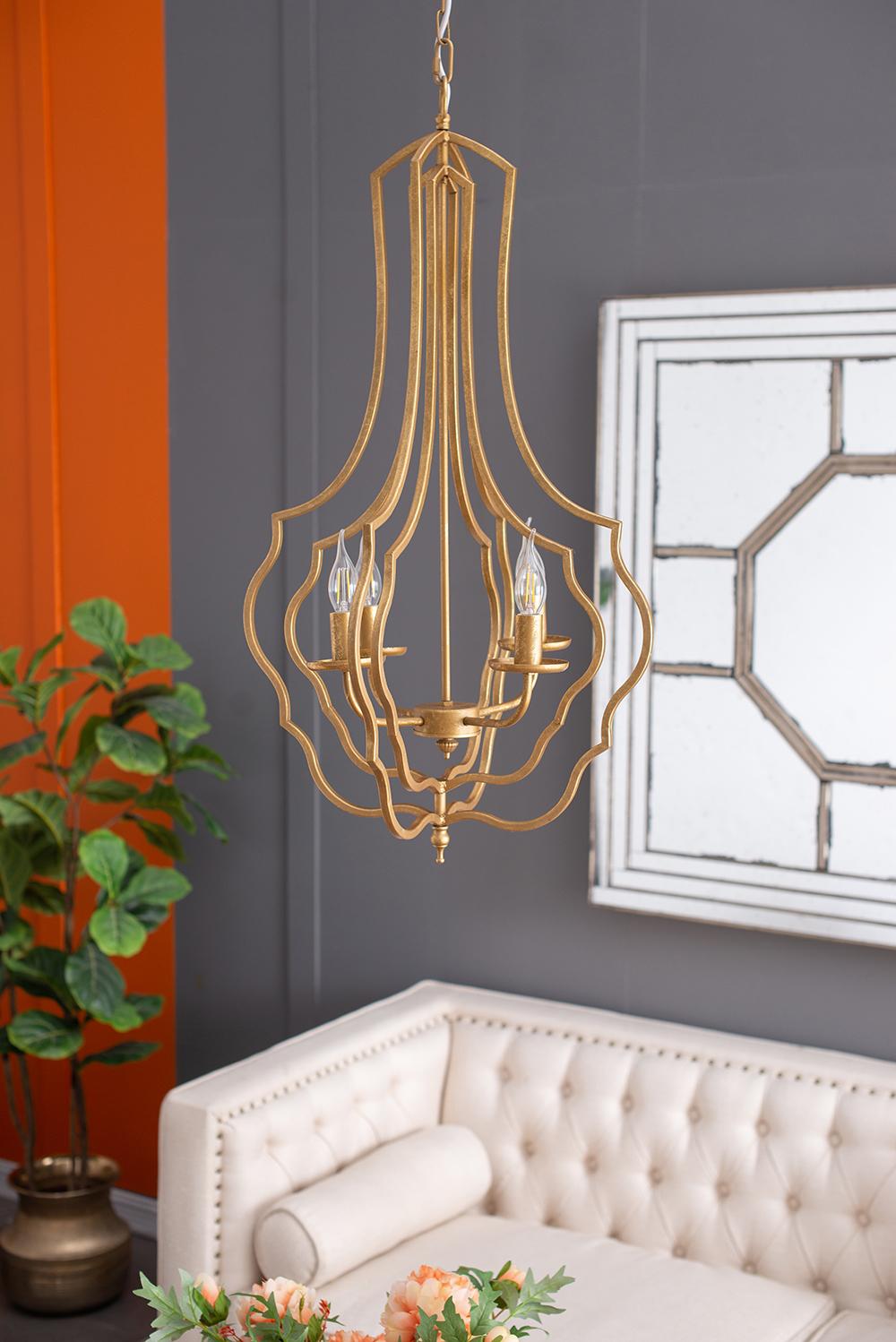 Baroque Style 4-Light Iron Chandelier