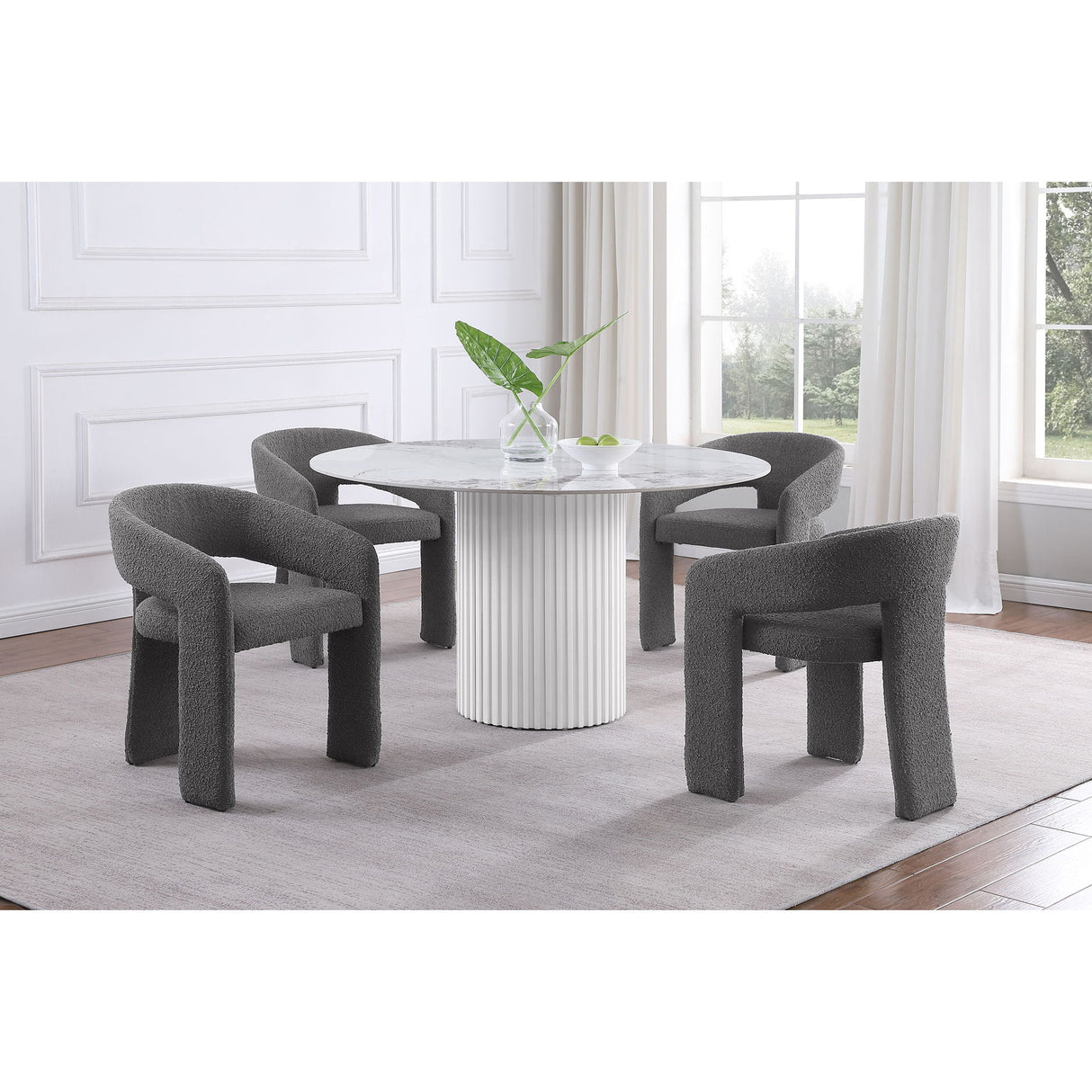 Quincy - Round Dining Table - White Marble