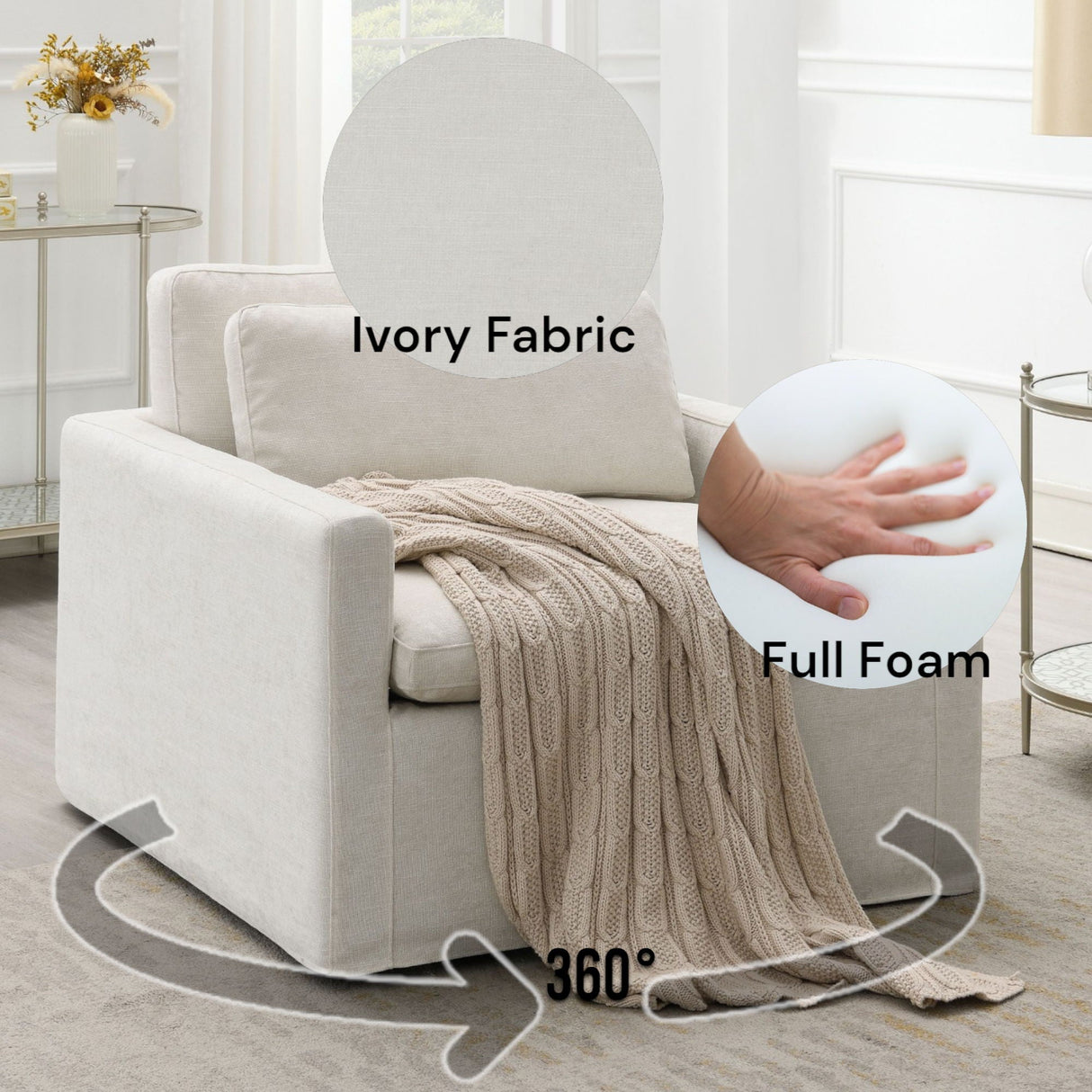 Naveen Swivel Chair with 1 Toss Pillow