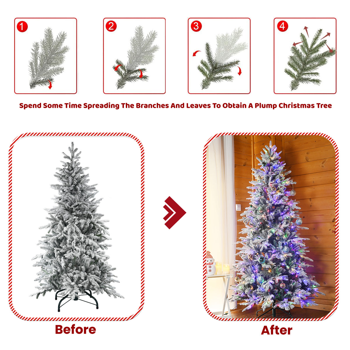 Premium 8FT Flocked Artificial Christmas Tree