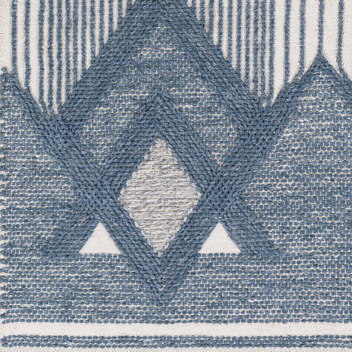 Aldbourne Blue Tassel Flatweave Wool Rug - Clearance