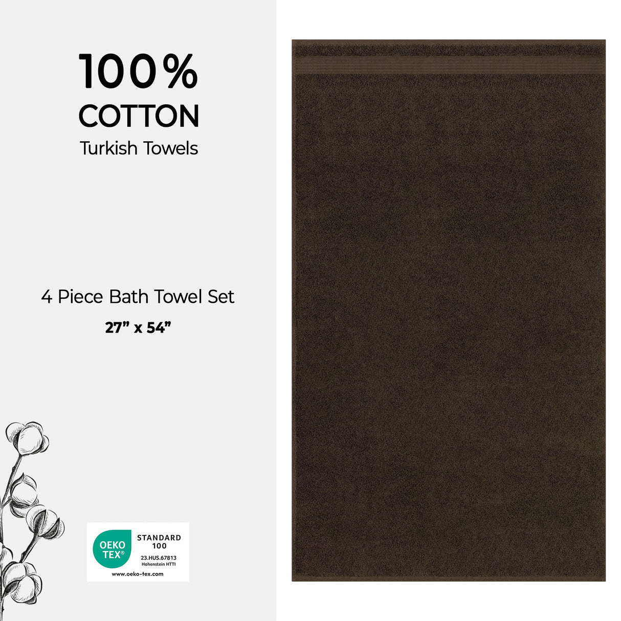 American Soft Linen Bekos 100% Cotton Turkish Towels, 4 Piece Bath Towel Set