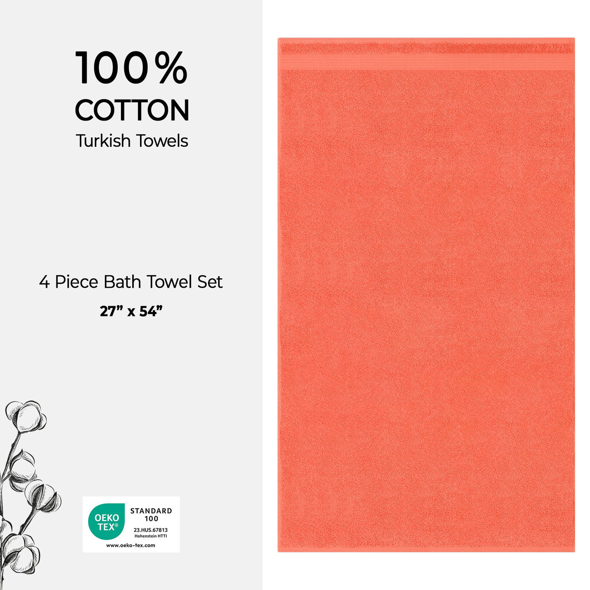 American Soft Linen Bekos 100% Cotton Turkish Towels, 4 Piece Bath Towel Set
