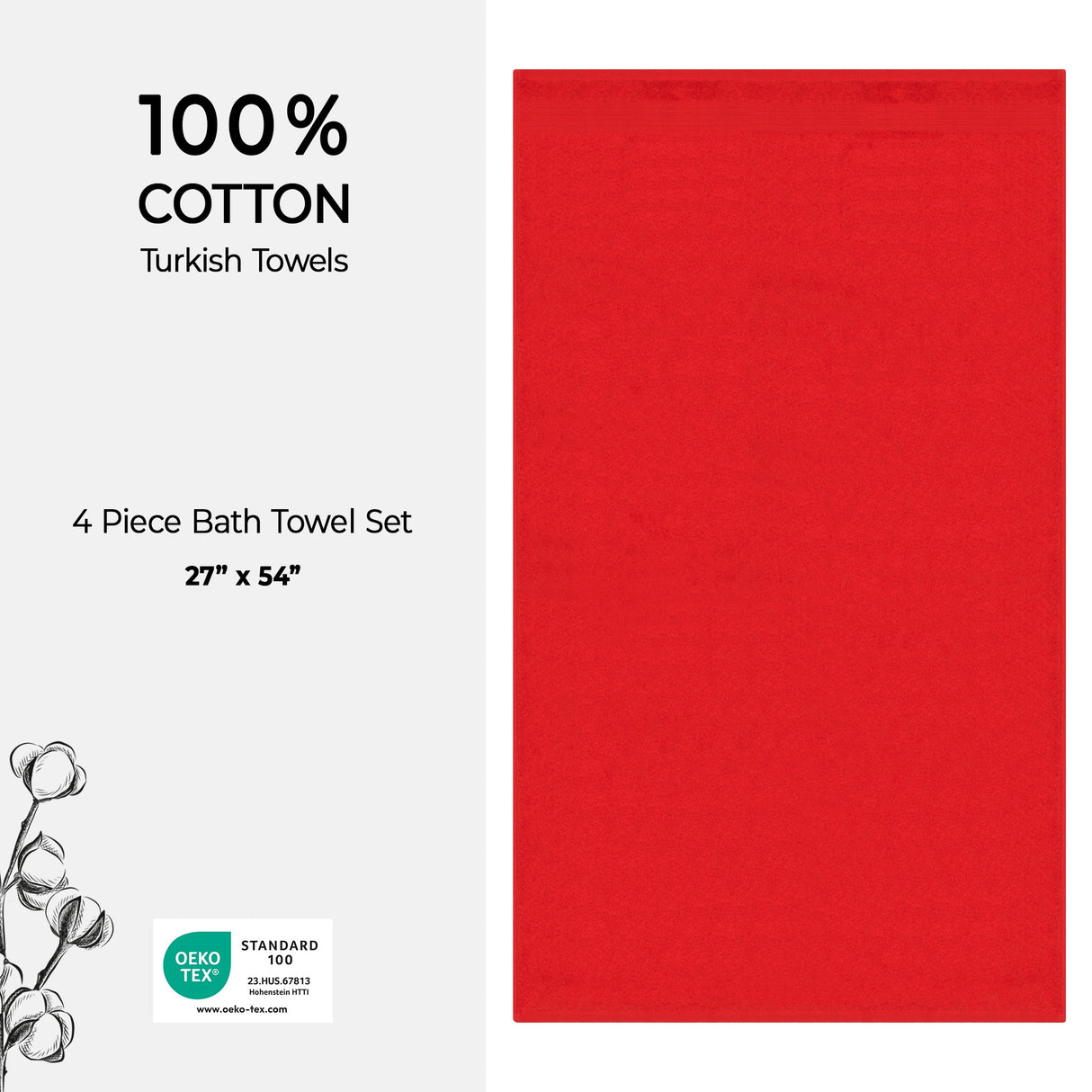 American Soft Linen Bekos 100% Cotton Turkish Towels, 4 Piece Bath Towel Set