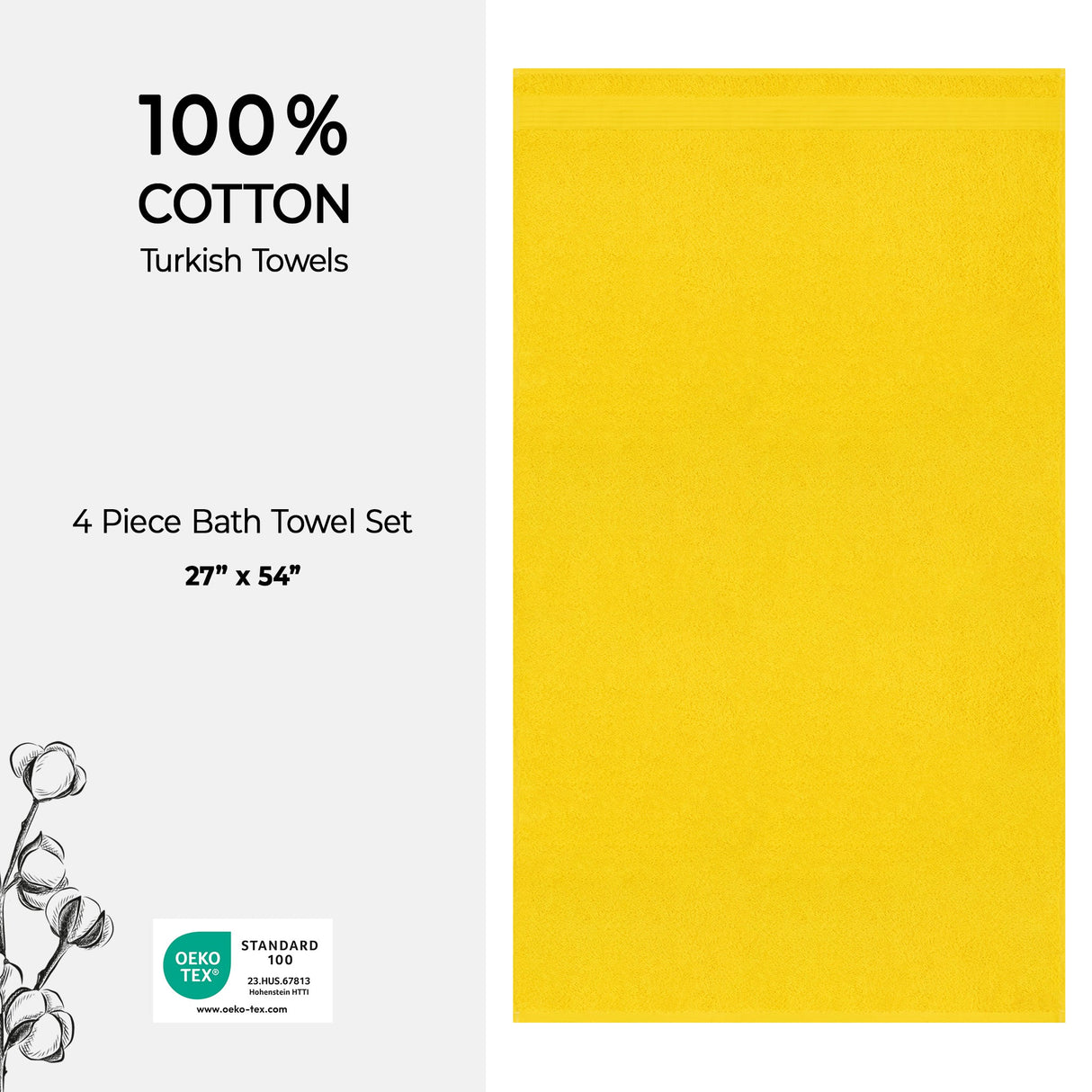 American Soft Linen Bekos 100% Cotton Turkish Towels, 4 Piece Bath Towel Set