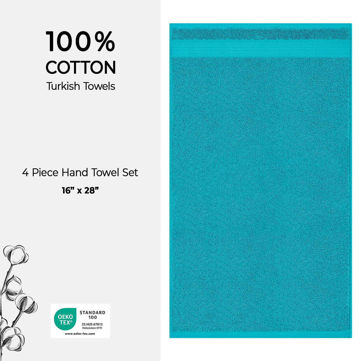 American Soft Linen Bekos 100% Cotton Turkish Towels, 4 Piece Hand Towel Set