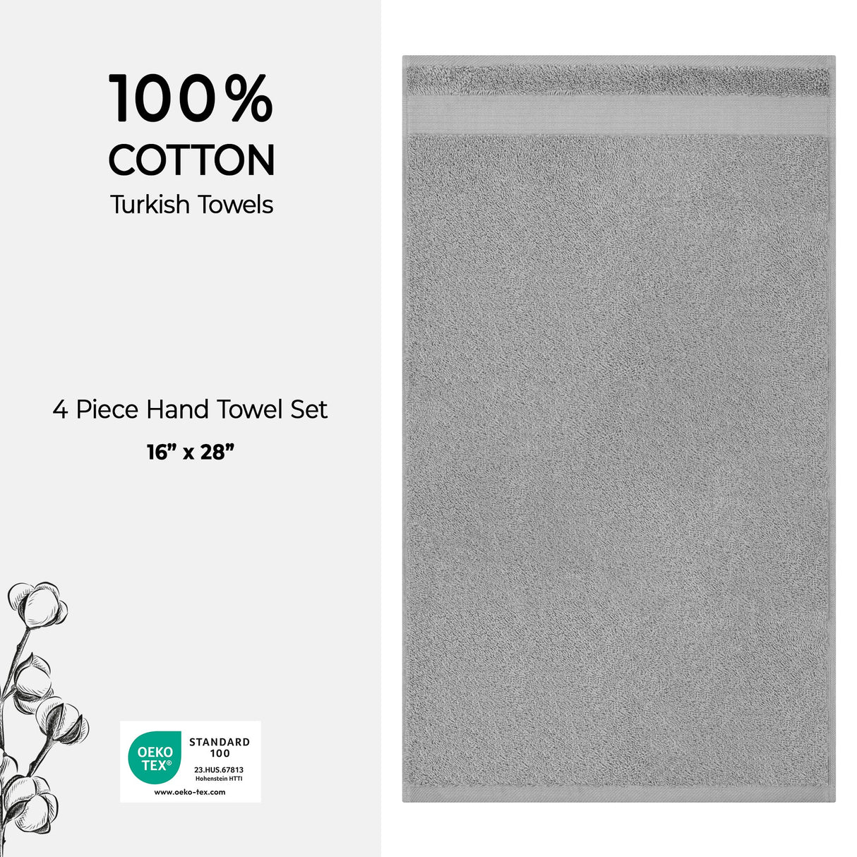 American Soft Linen Bekos 100% Cotton Turkish Towels, 4 Piece Hand Towel Set