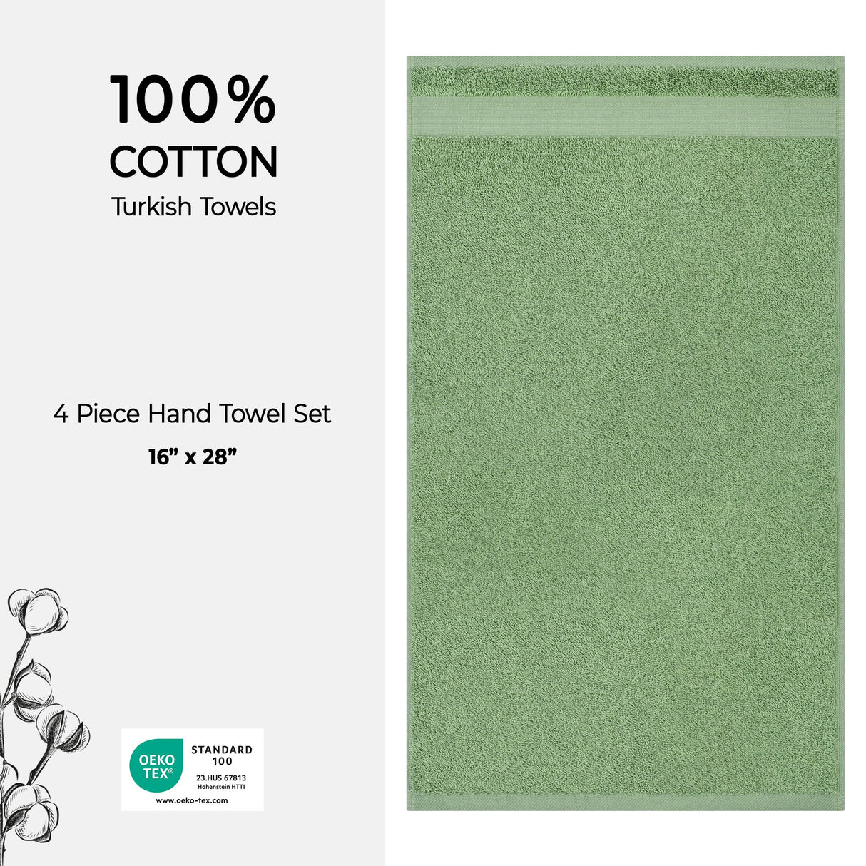 American Soft Linen Bekos 100% Cotton Turkish Towels, 4 Piece Hand Towel Set