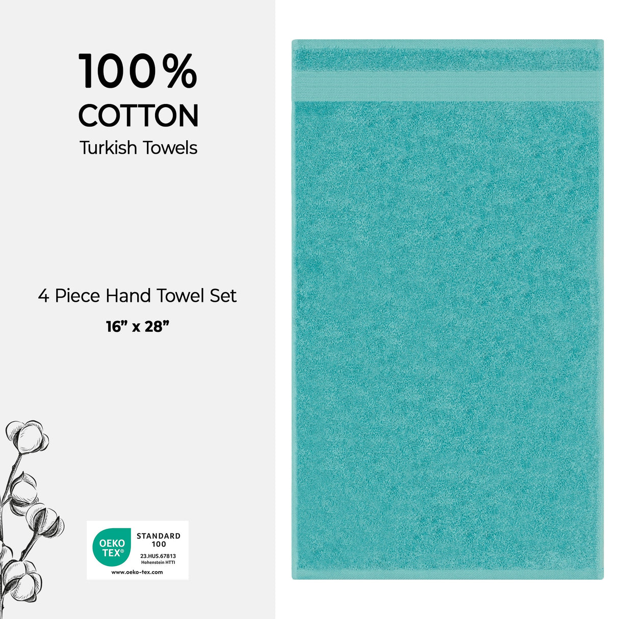 American Soft Linen Bekos 100% Cotton Turkish Towels, 4 Piece Hand Towel Set
