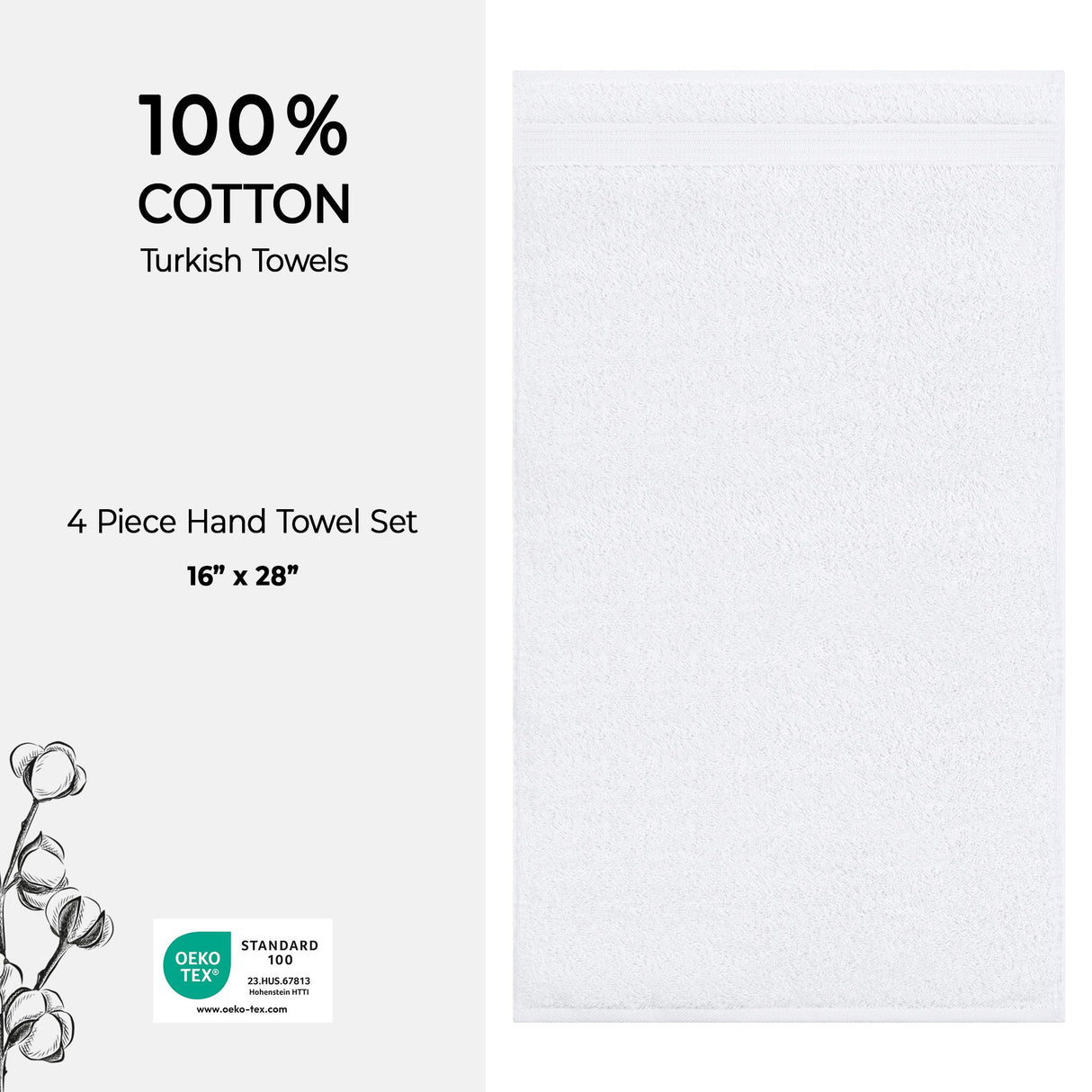 American Soft Linen Bekos 100% Cotton Turkish Towels, 4 Piece Hand Towel Set