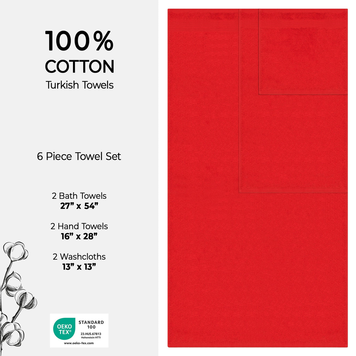 American Soft Linen Bekos 100% Cotton Turkish Towels 6 Piece Bath Towel Set with 18 Different Colors