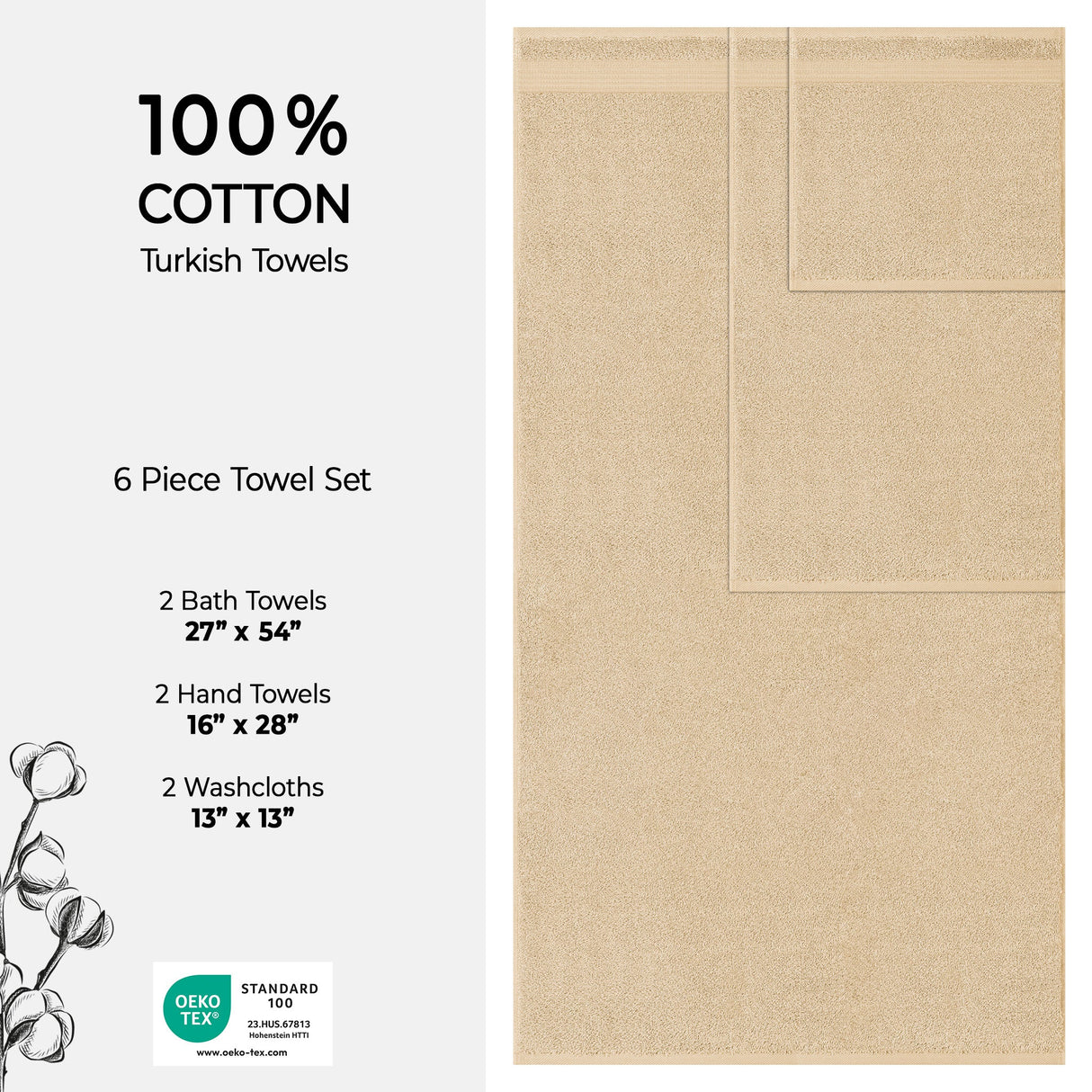 American Soft Linen Bekos 100% Cotton Turkish Towels 6 Piece Bath Towel Set with 18 Different Colors