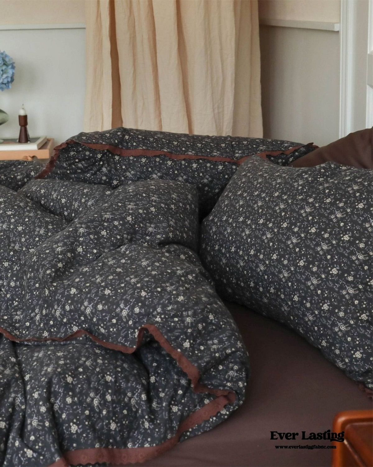 Ever Lasting Anaya Rose French Vintage Bedding Set / Black + Brown - view 5