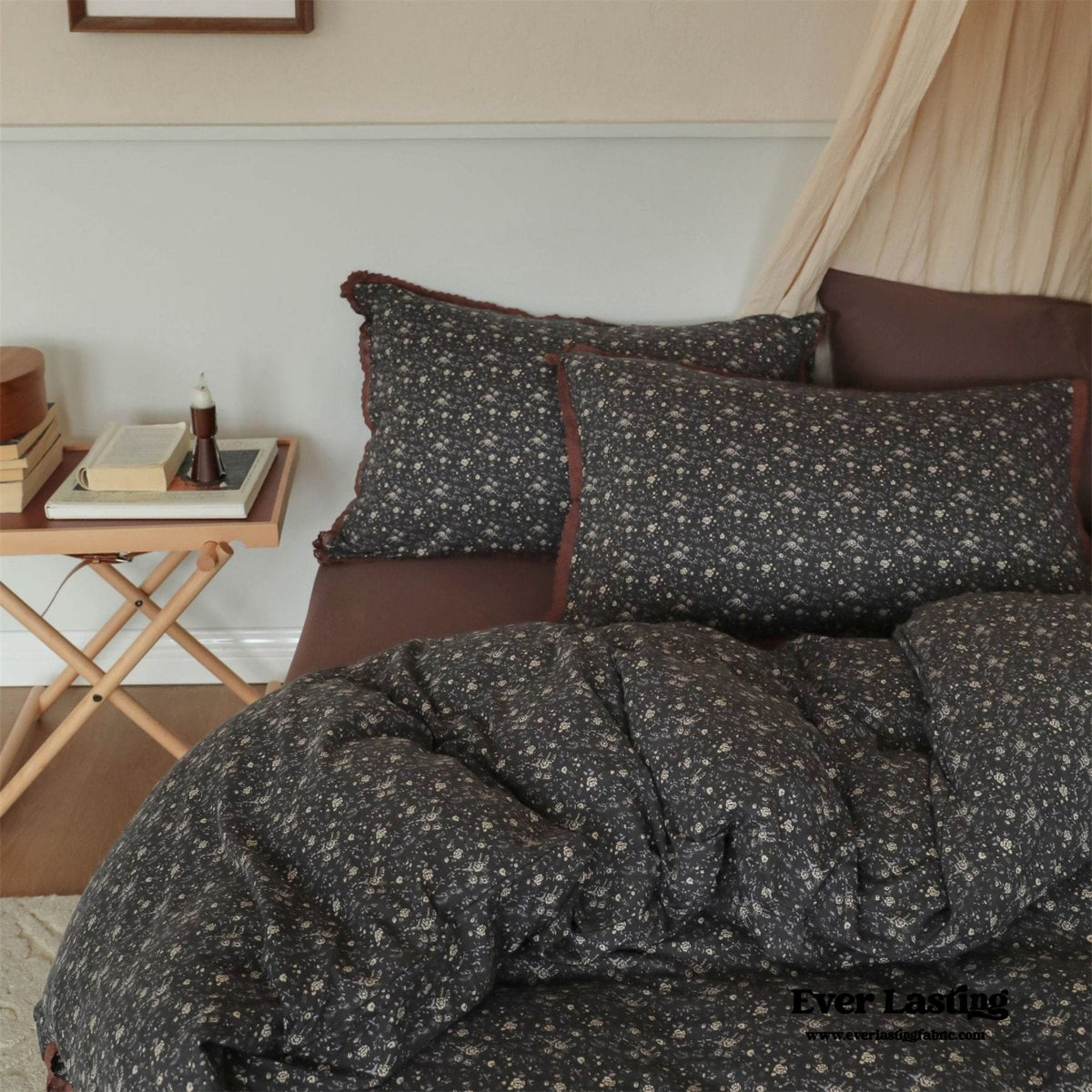 Ever Lasting Anaya Rose French Vintage Bedding Set / Black + Brown - view 2