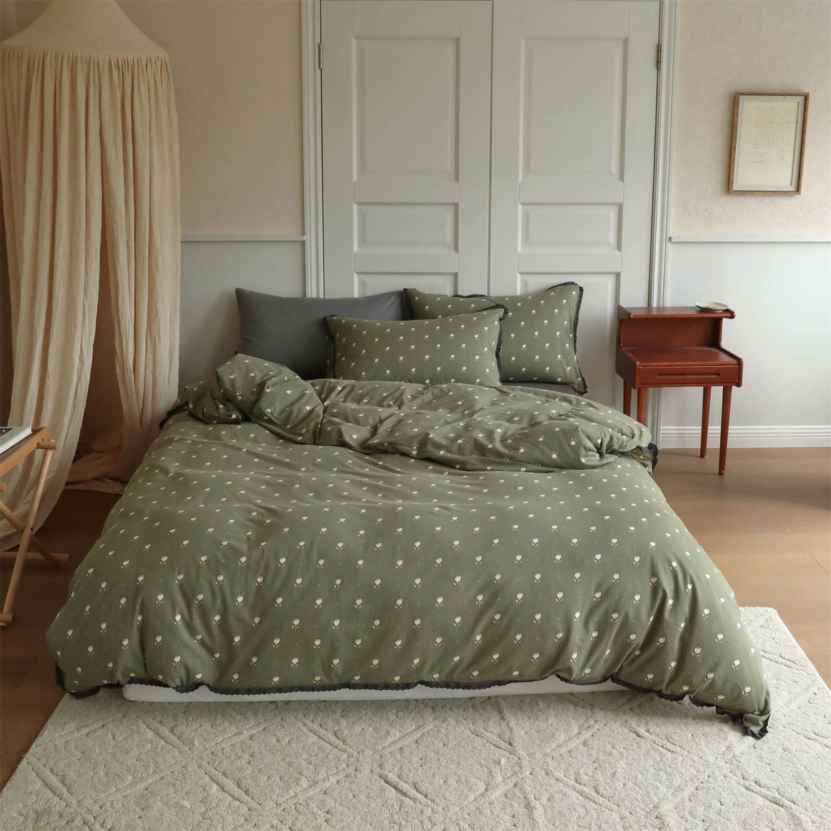Anaya Rose French Vintage Bedding Set / Green + Brown