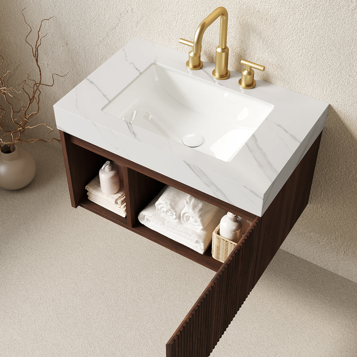 Anicco Lab EIDEN 30-Inch Floating Bathroom Vanity with Ceramic Basin - view 2