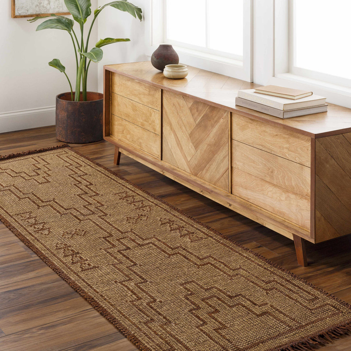Aoko Jute & Leather Rug - Clearance