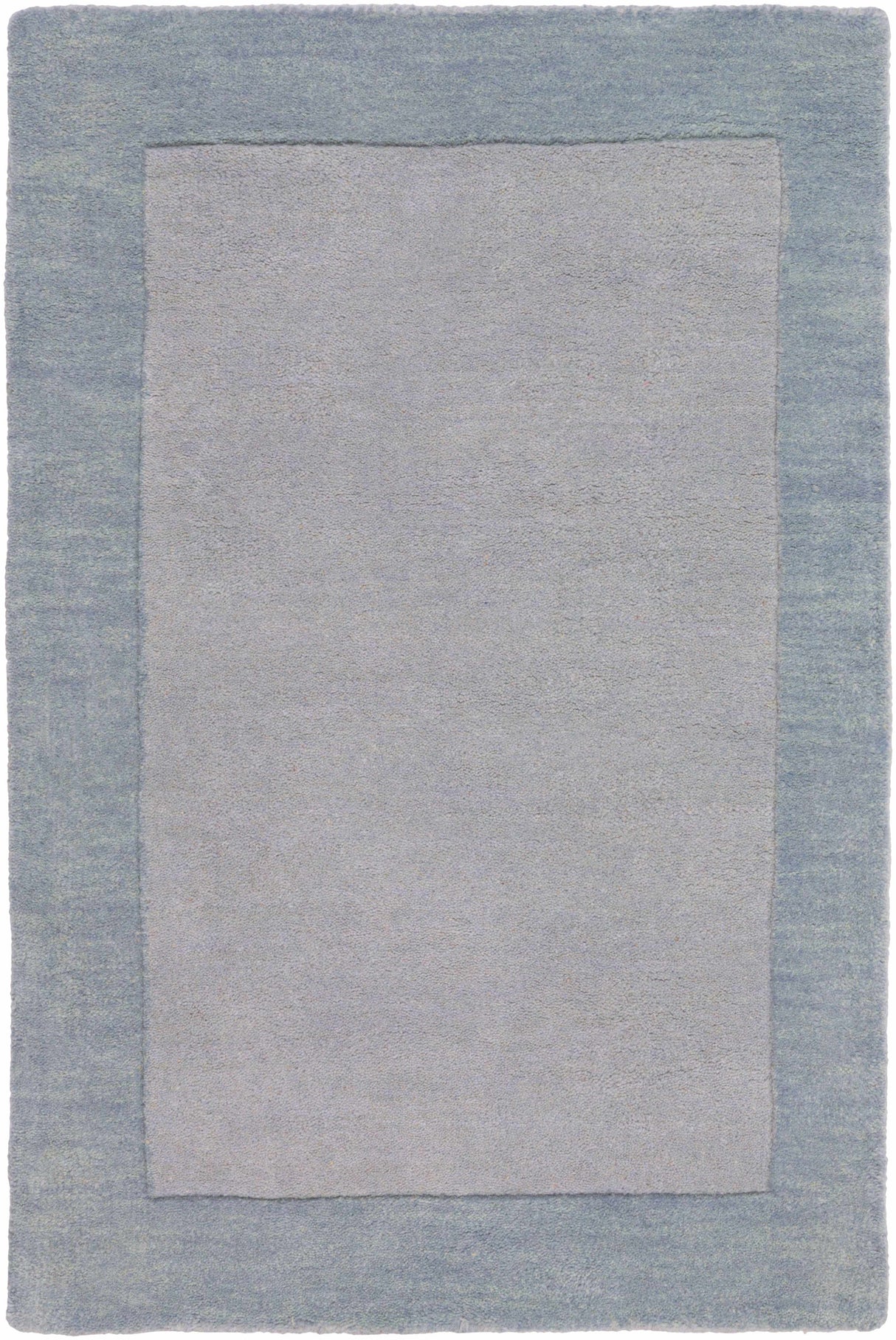 Arkabutla Solid Blue Bordered Wool Rug