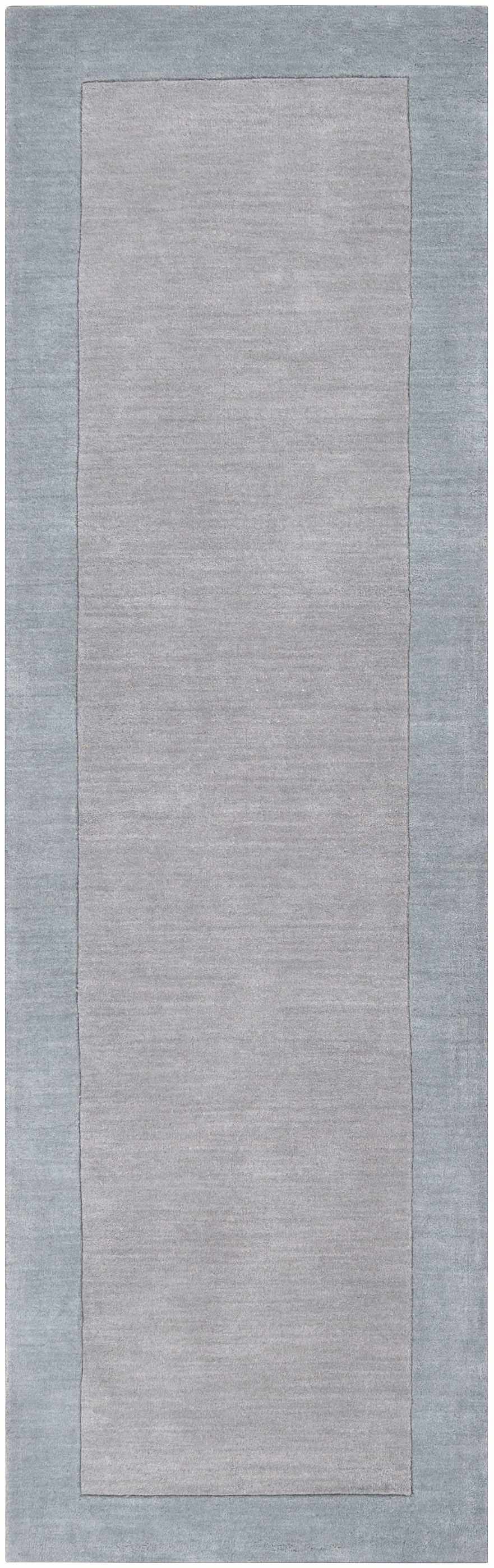 Arkabutla Solid Blue Bordered Wool Rug