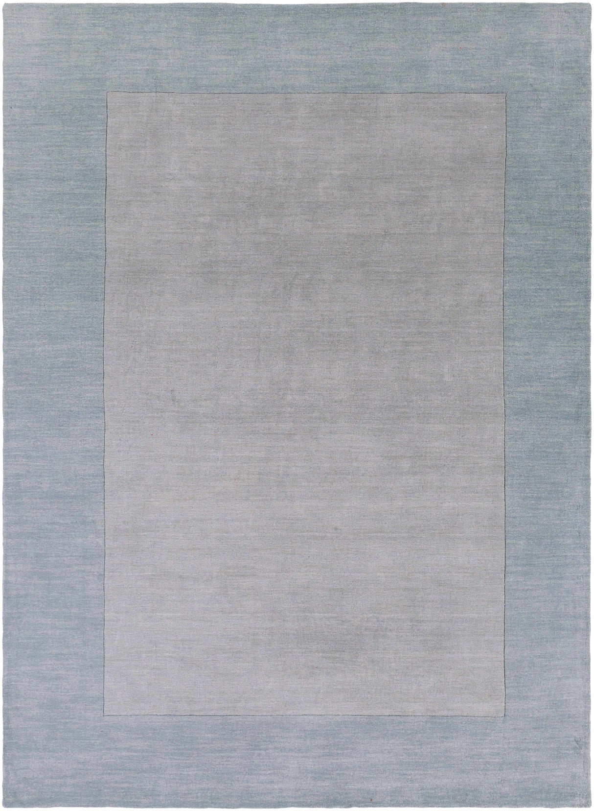 Arkabutla Solid Blue Bordered Wool Rug