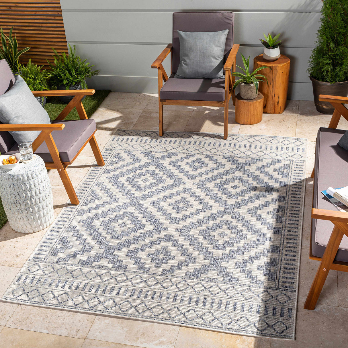 Kabala Dark Blue Area Rug - Clearance