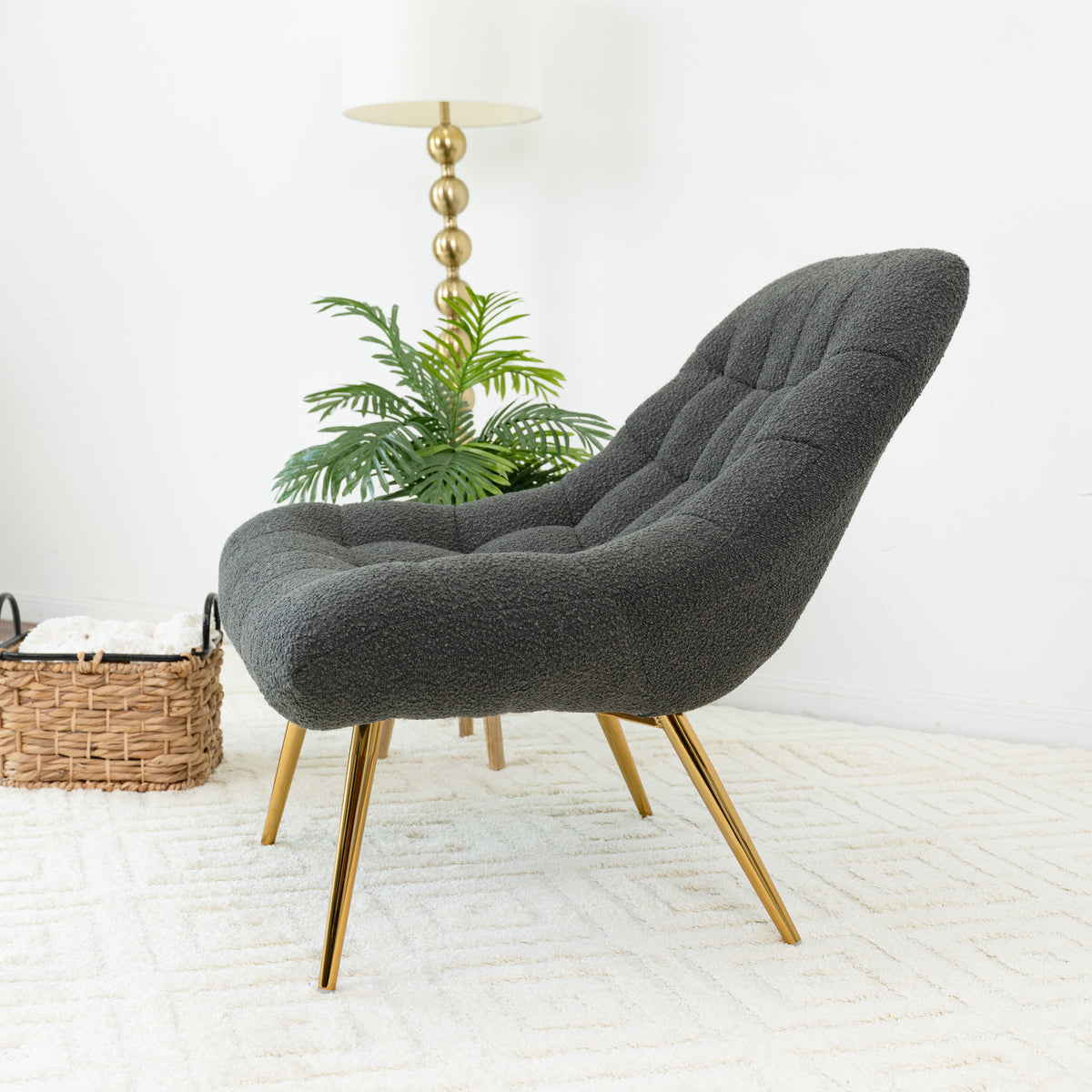 Ashcroft Furniture Aubrey French Boucle Lounge Chair with Plush Boucle Upholstery - view 3