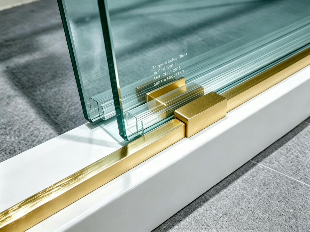 Frameless Double Sliding Shower Door in Brushed Finish