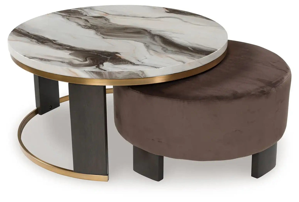 Jazmore - Nesting Cocktail Tables (Set of 2) - Brown / Brass Finish - Best Buy Furniture