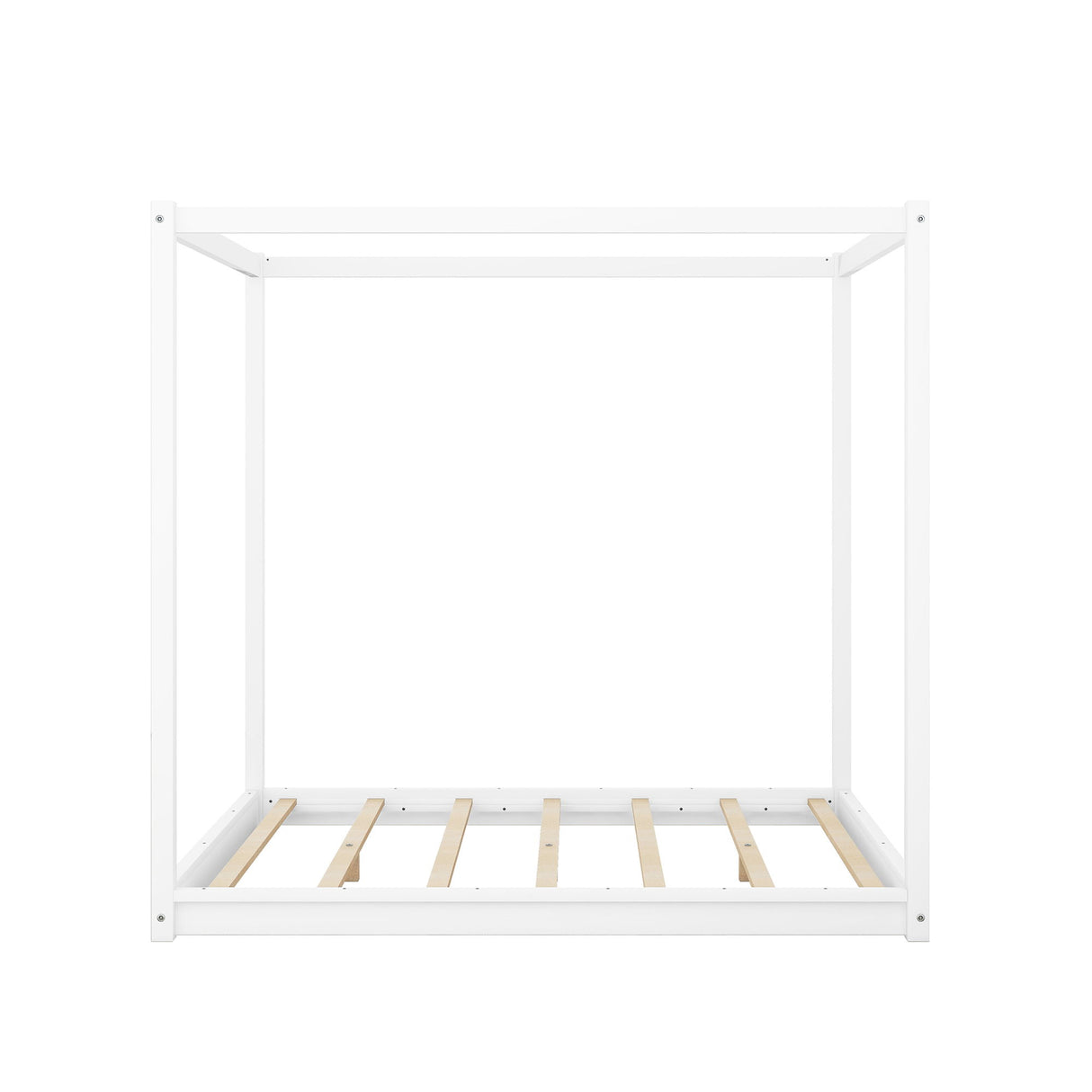 Wood Canopy Platform Bed With Support Legs And Airflow Slats