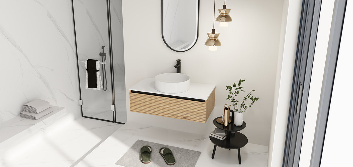 36'' Wall Mounted Bathroom Vanity with Resin Sink