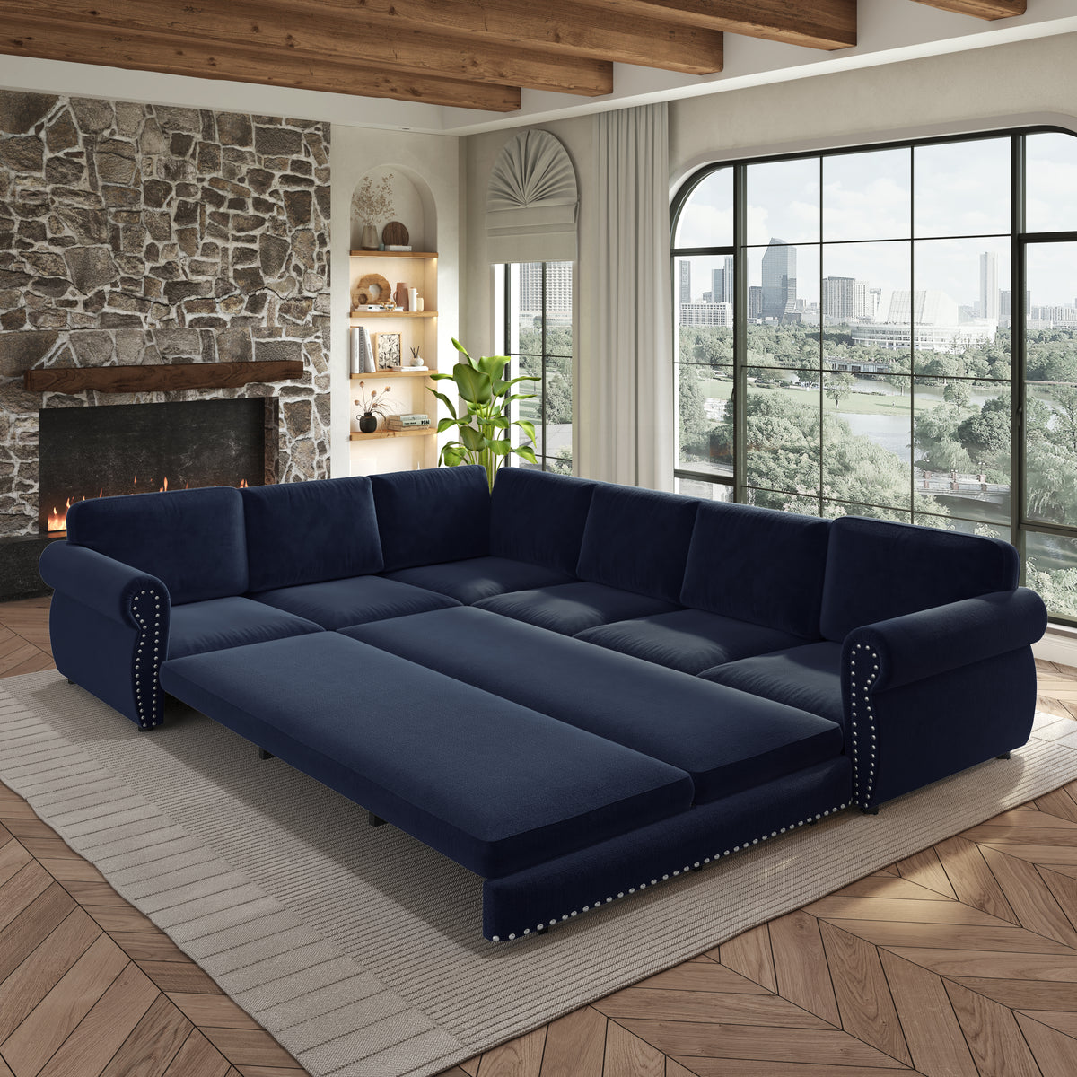 118" L-Shaped Convertible Sleeper Sofa