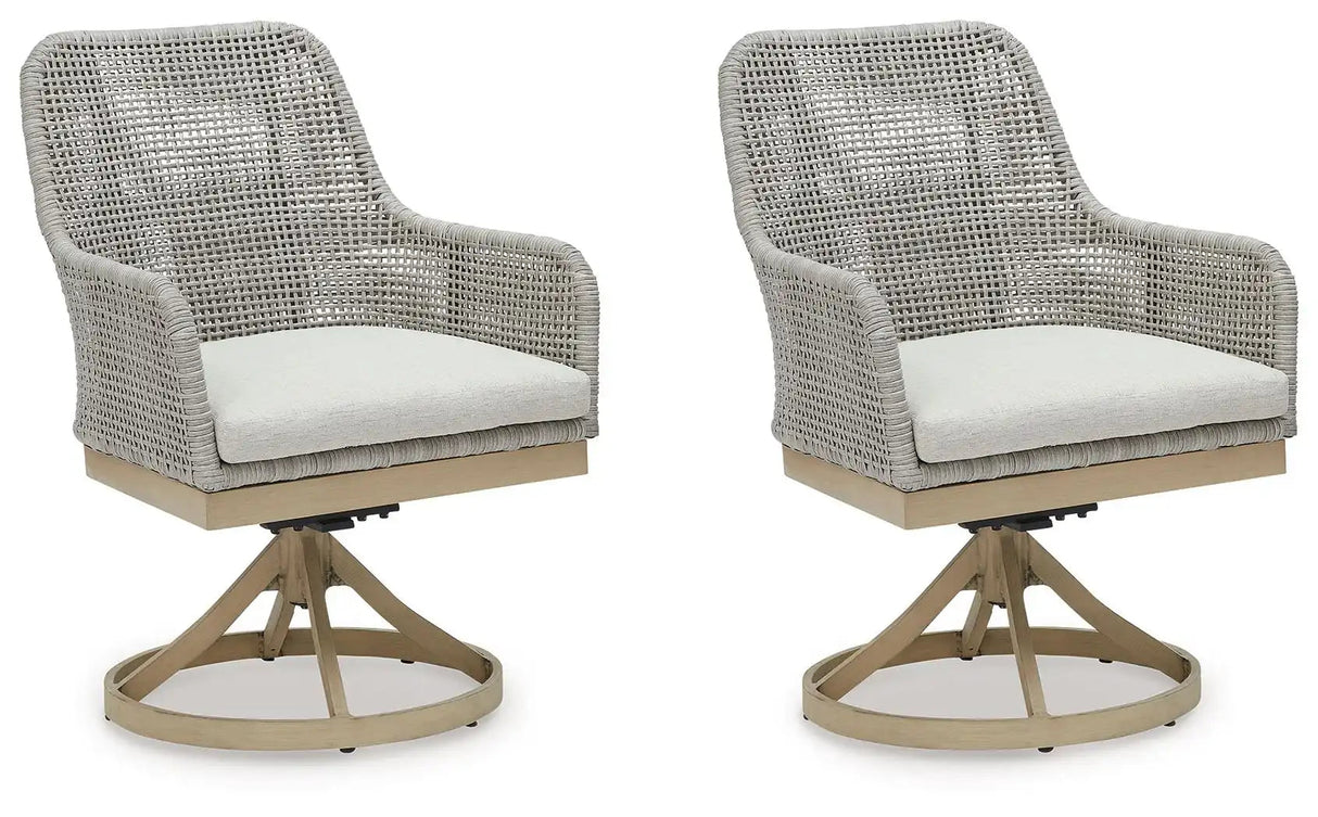 Seton Creek - Swivel Chair With Cushion (Set of 2) - Gray - Best Buy Furniture