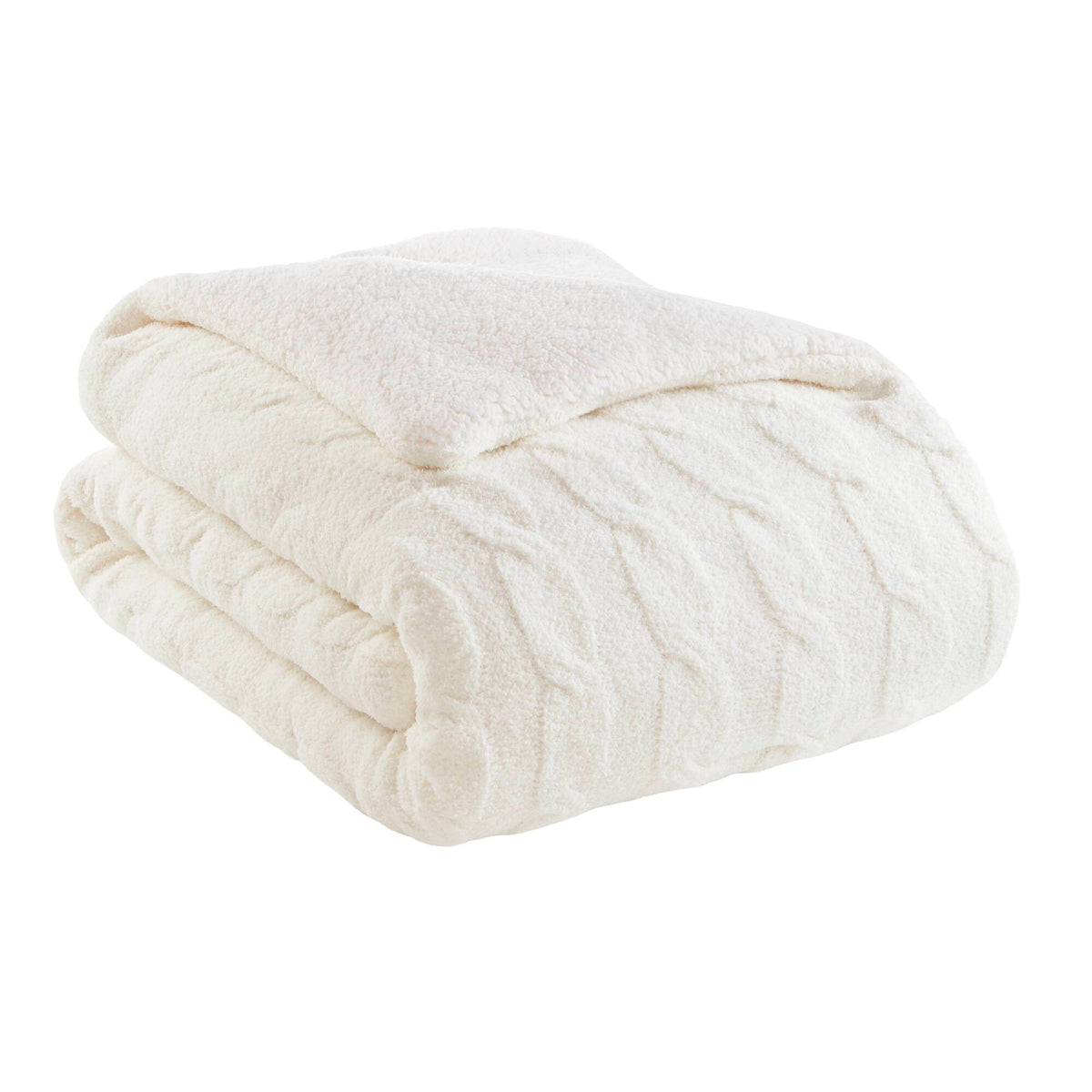 Twin Cable Knit Chenille Comforter Set with Sham - Ivory