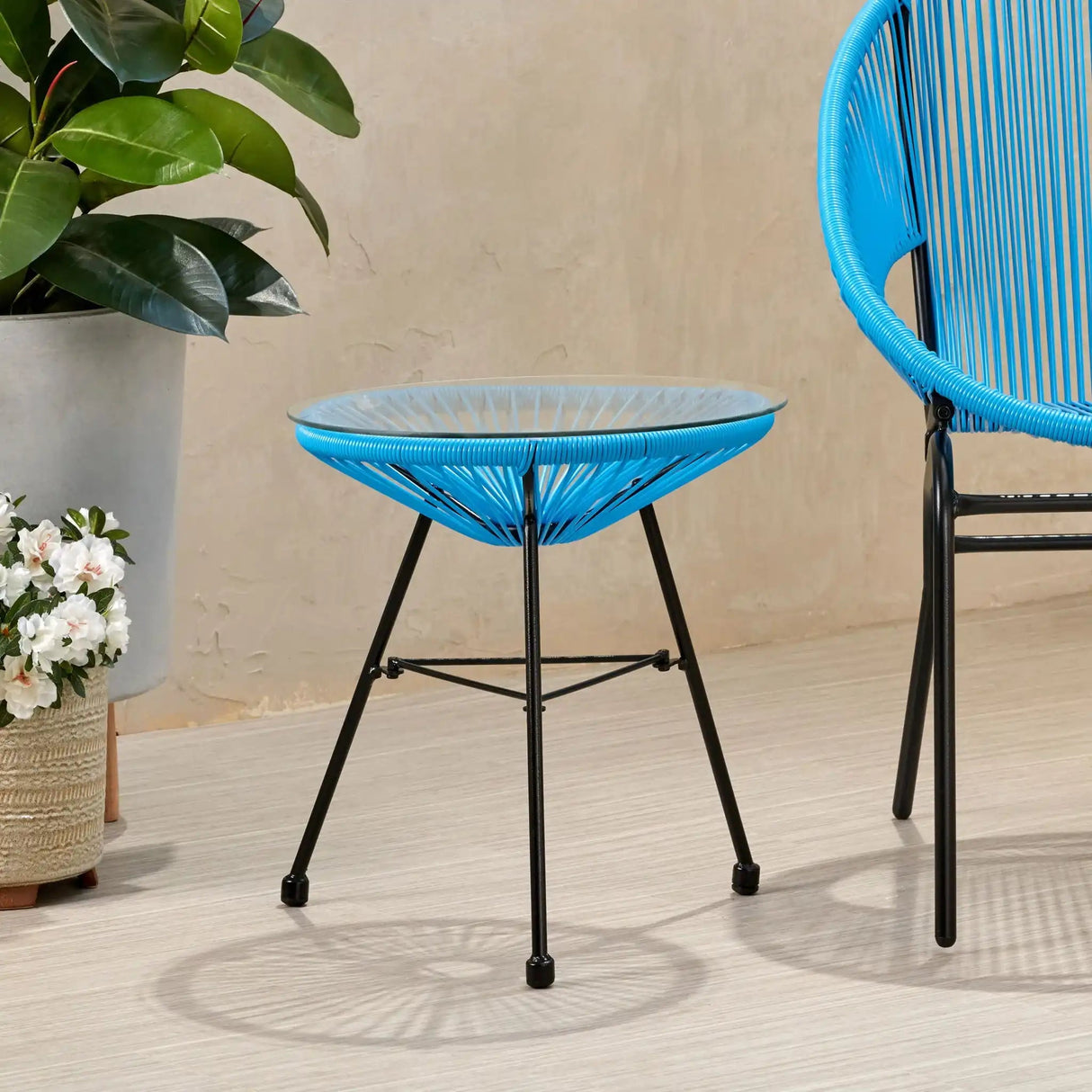 Nusa - Modern Rattan Side Table With Tempered Glass Top - Best Buy Furniture
