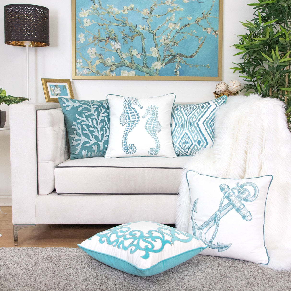 Seahorses Pillow Cover With Matching Back
