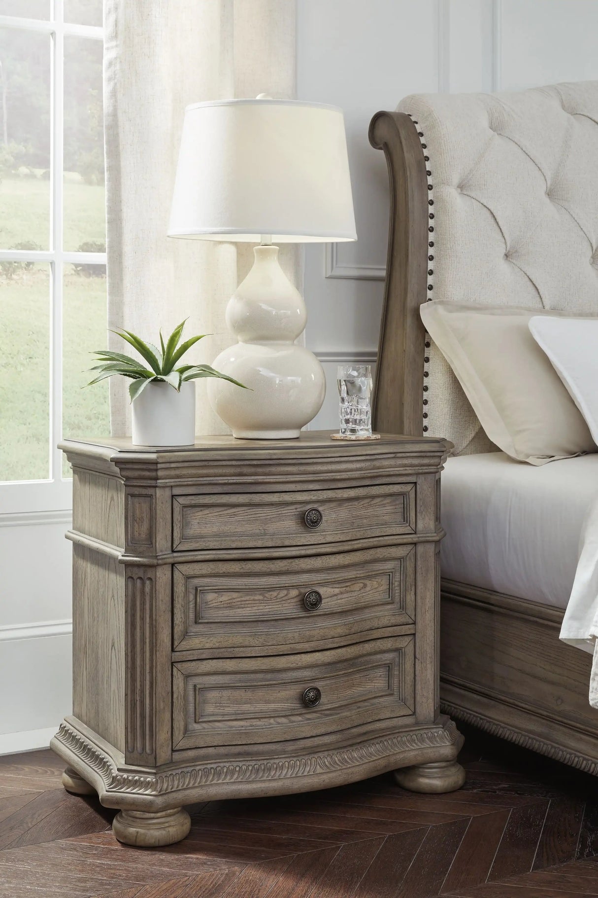 Ardenfield - Three Drawer Night Stand - Light Brown - Best Buy Furniture