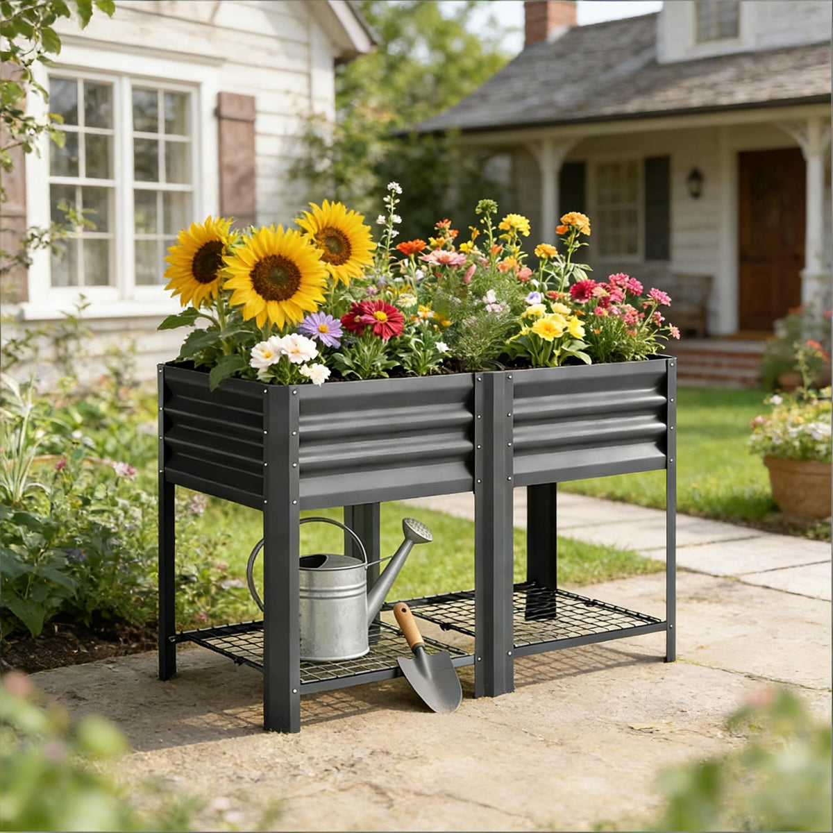 Patio Planter Box - Outdoor Elevated Raised Garden Bed