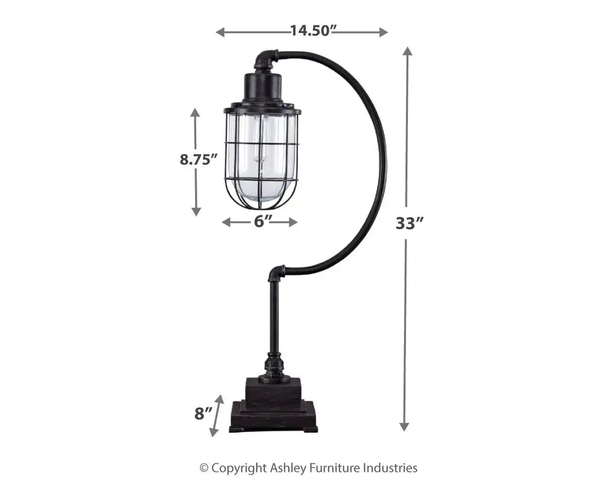 Jae - Metal Desk Lamp - Antique Black - Best Buy Furniture