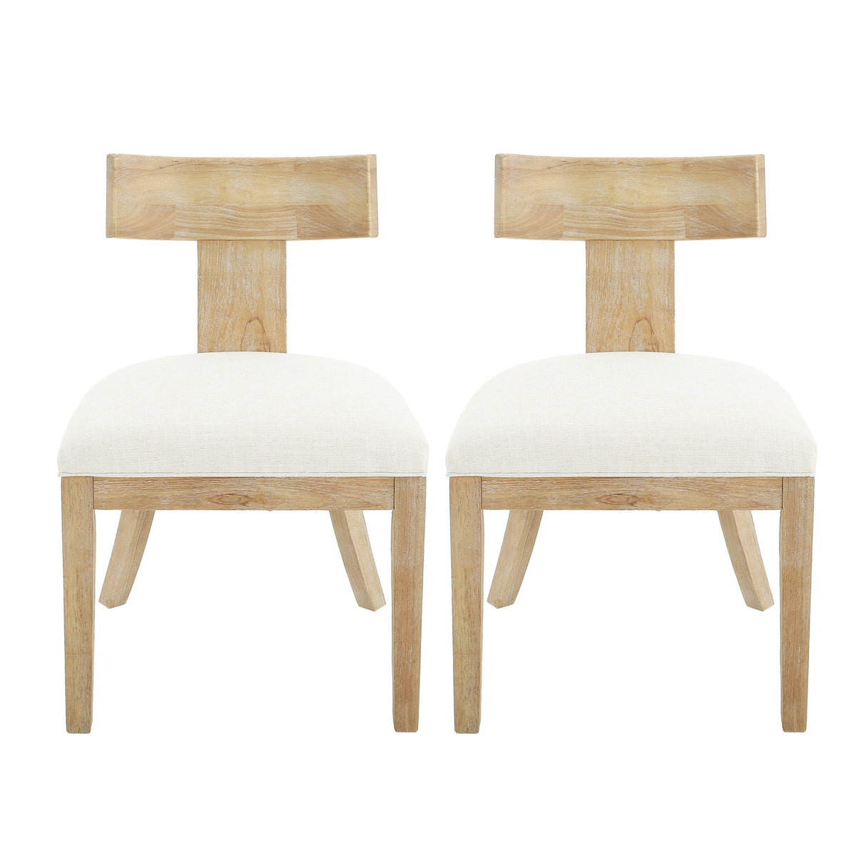 Contemporary Fabric Upholstered Side Dining Chairs Set With Curved Back