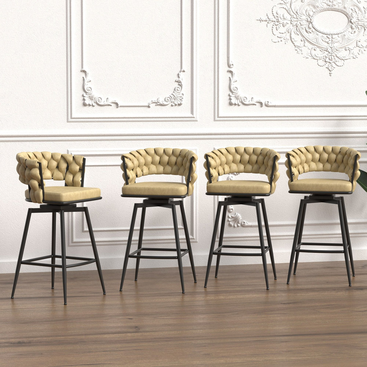 Bar Stool 360 Swivel With Back Footrest