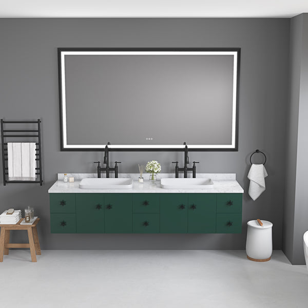 84 x 48 Inch LED Bathroom Mirror with Aluminum Frame