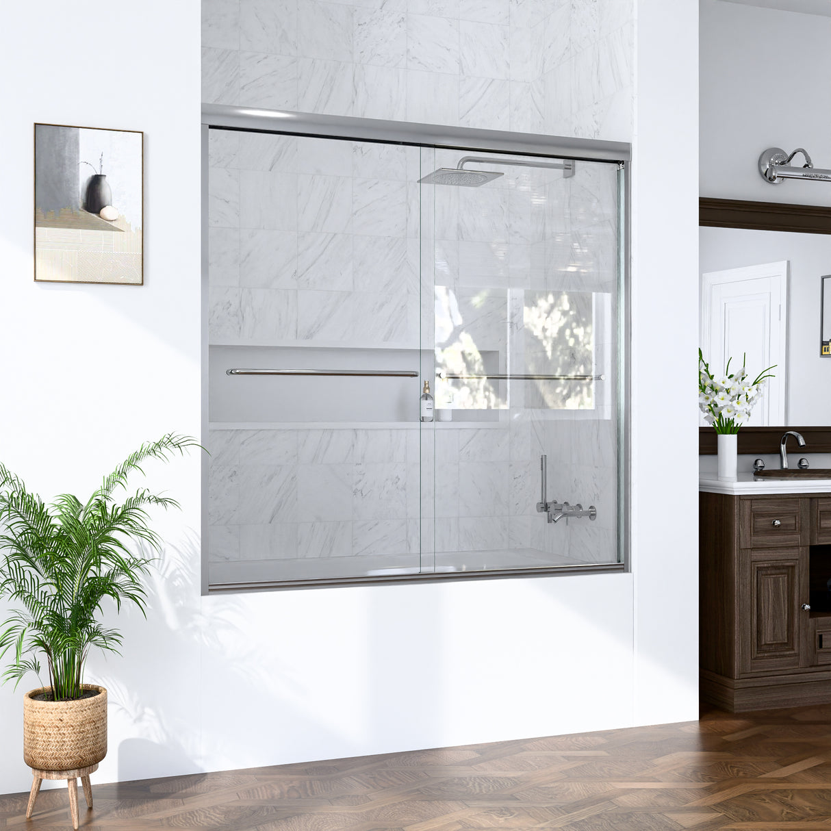 Semi-Frameless Double Sliding Shower Door