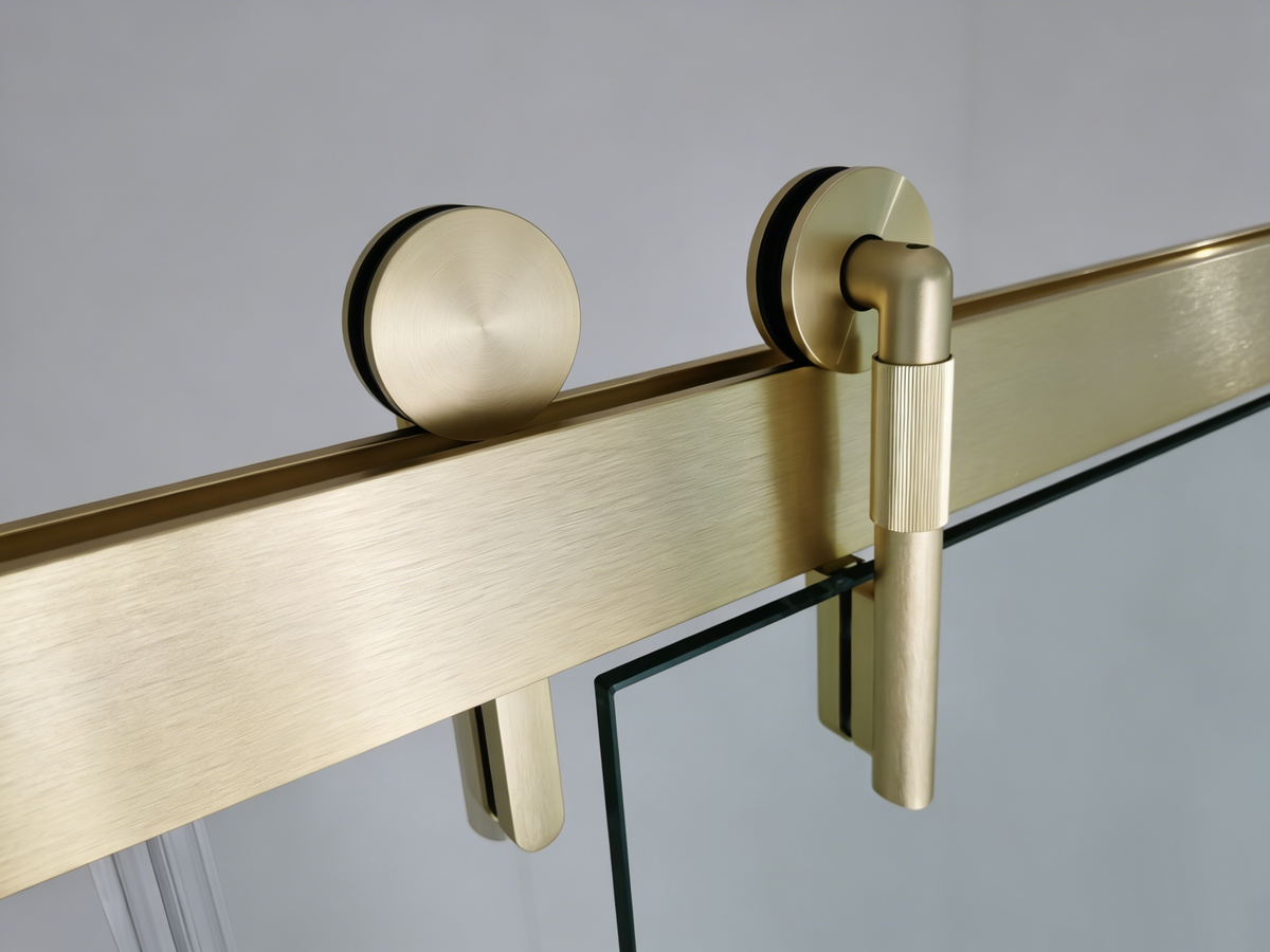 Frameless Double Sliding Shower Door in Brushed Finish