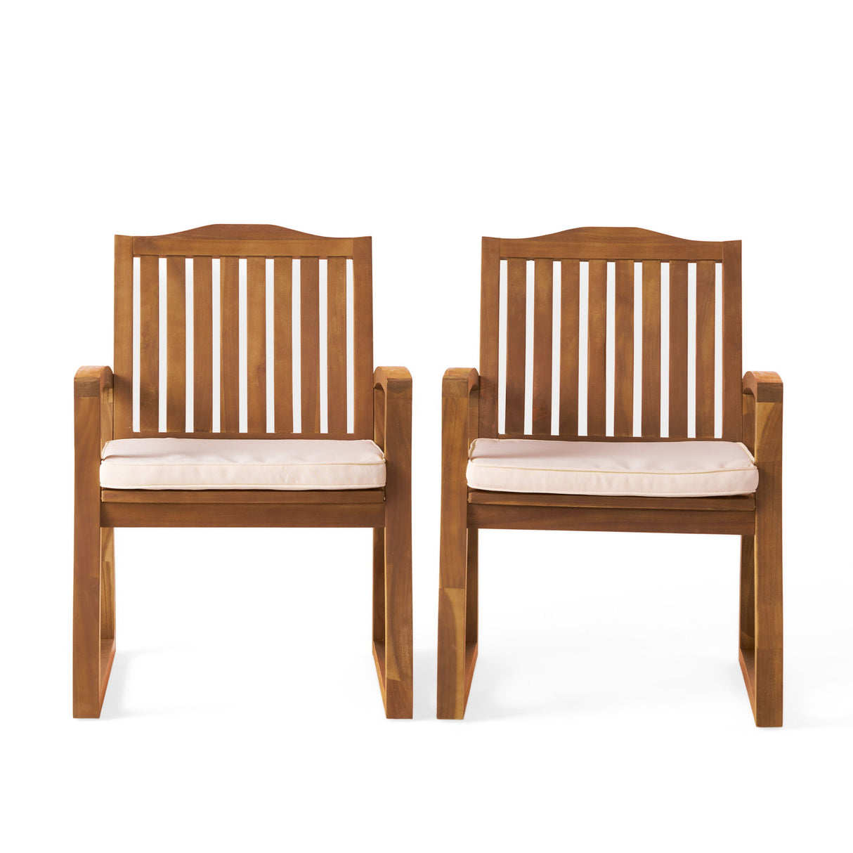 Della - Wood Armchair (Set of 2) Outdoor Dining Chairs - Cream