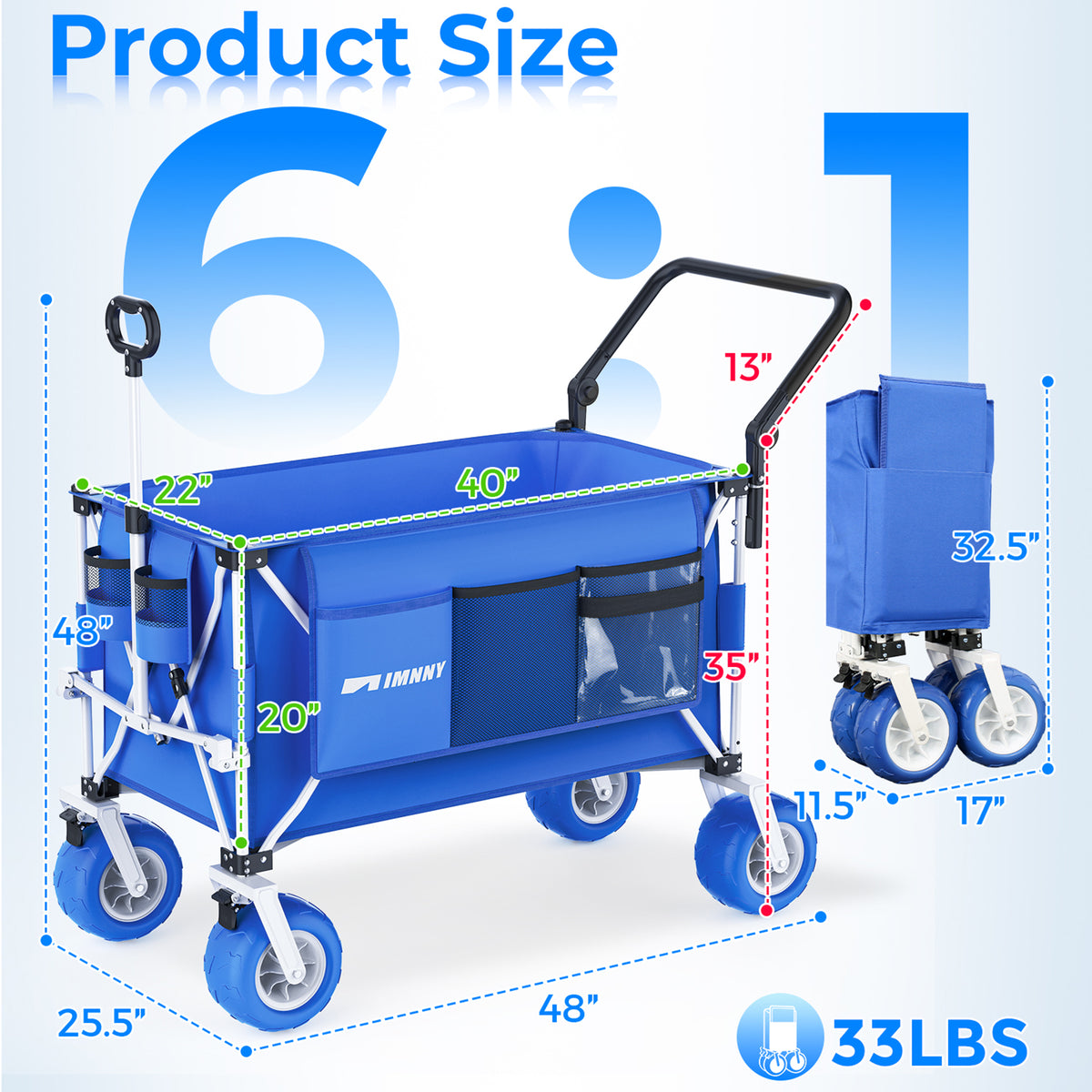 Multi-Functional Folding Wagon Cart with Rotating Handle - Steel