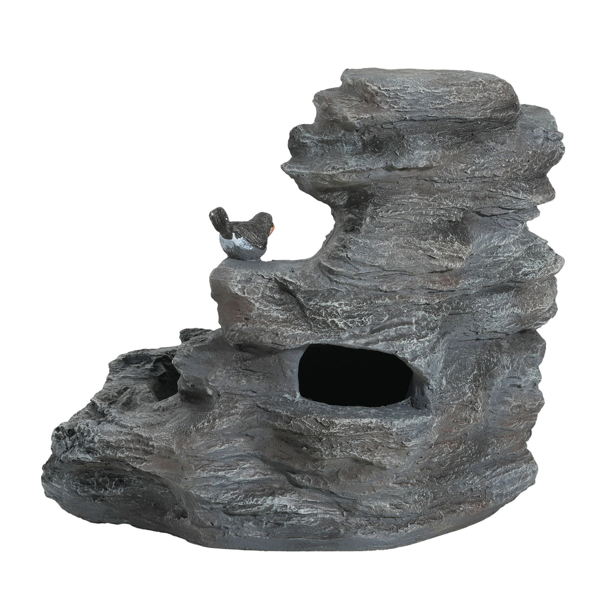 Concrete Rock Waterfall Fountain With LED Lights, Outdoor Garden Decor